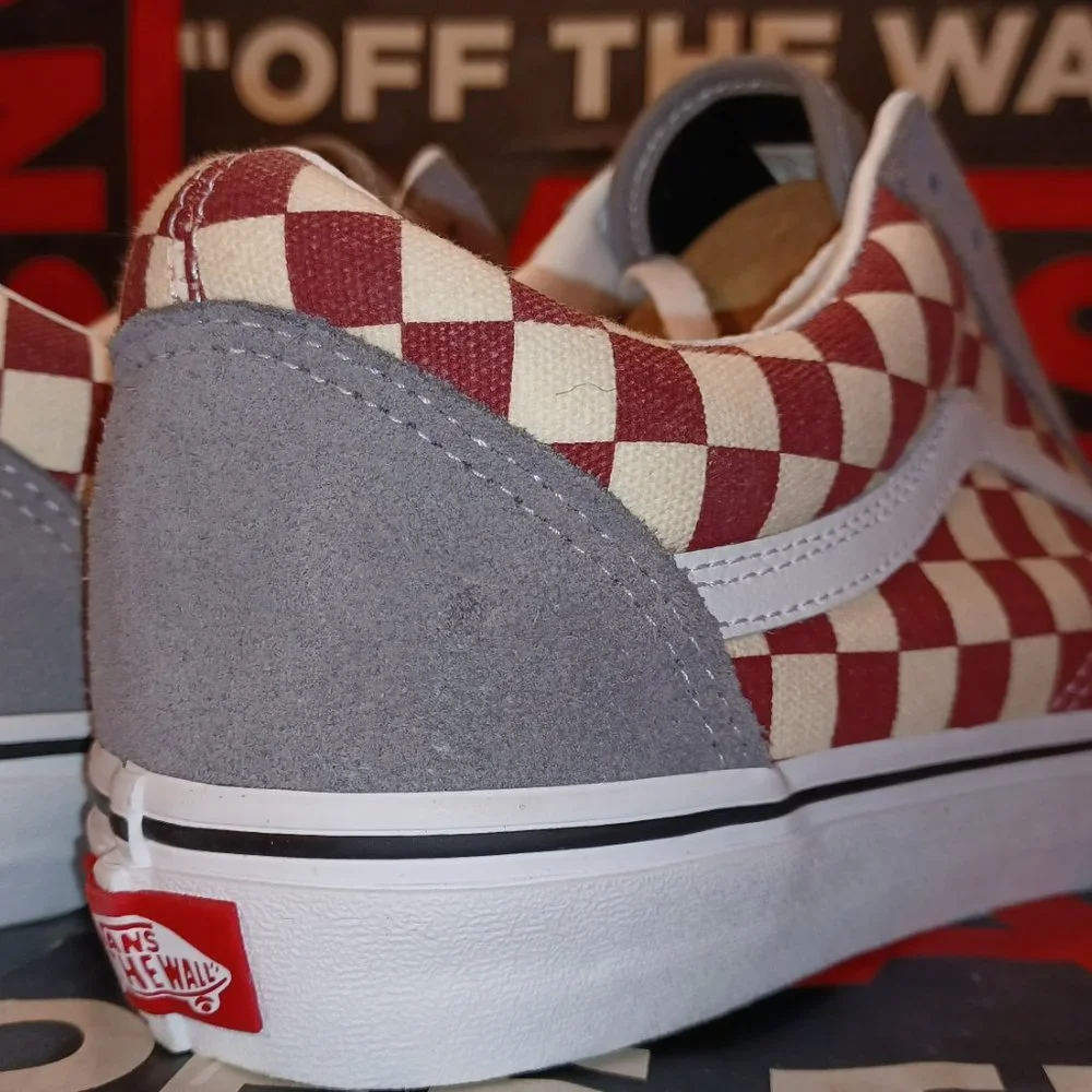 Vans Old Skool Checkerboard Frost Grey/Rhubarb Men's 10.5 VN0003Z6ICJ